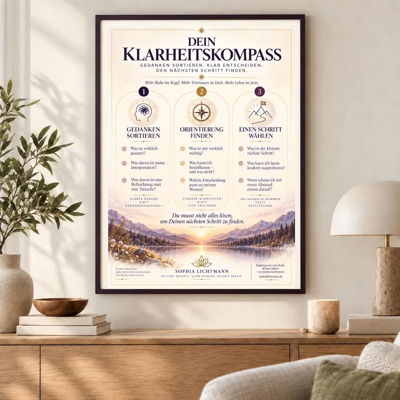 Dein Klarheitskompass von Sophia Lichtmann als gerahmtes 50 × 70 cm Poster im hellen Wohnraum